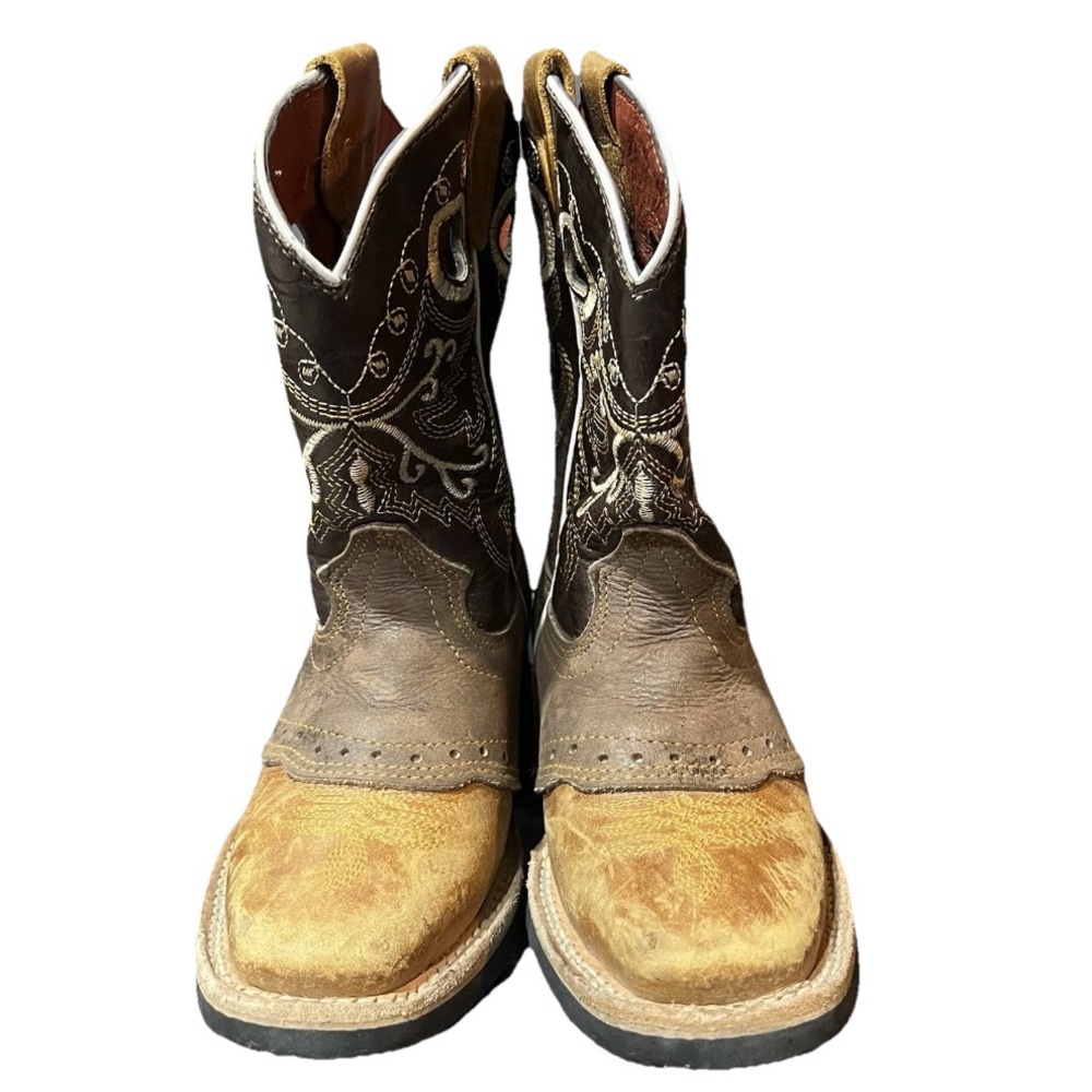 Black Stone Kids Western Genuine Leather Cowboys  Boots Square Toe Sz 10 Toddler